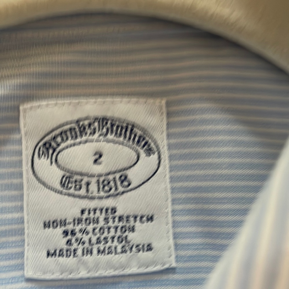 Ladies tailored shirt blue with white stripe in excellent condition. Non iron
